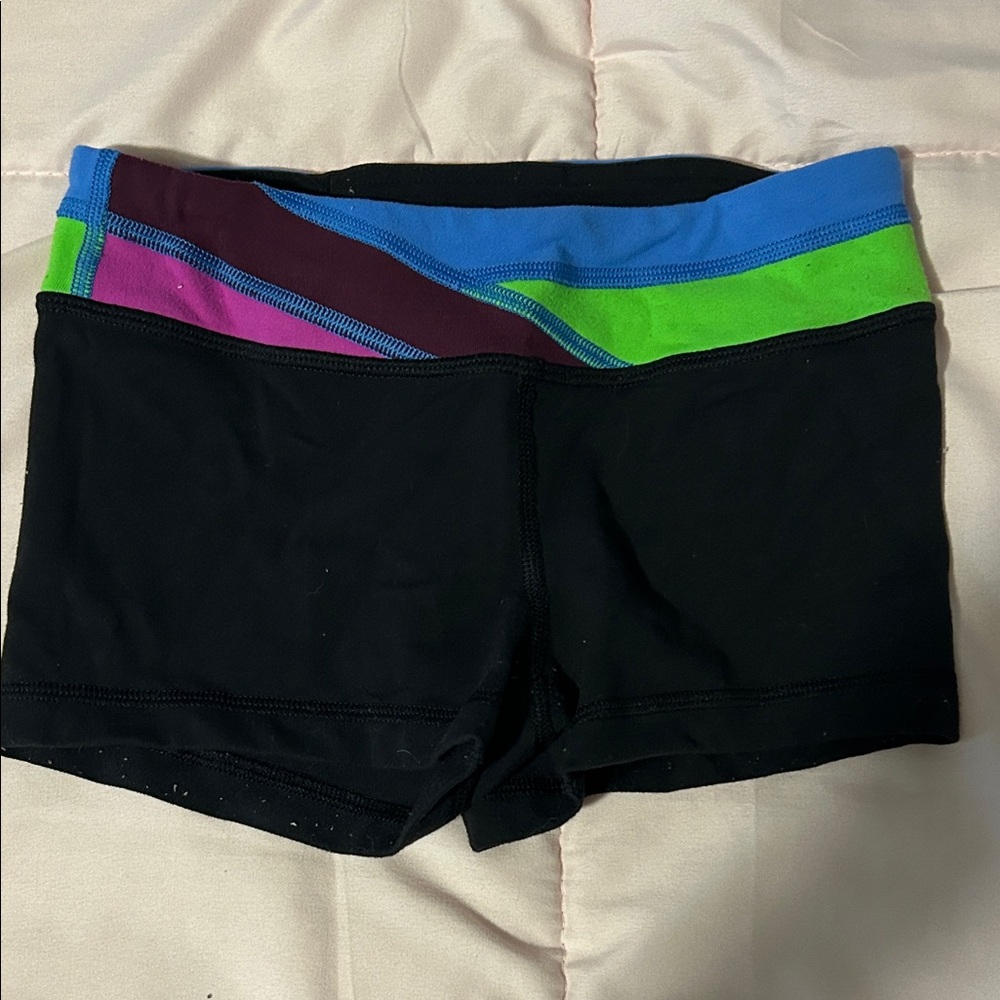 Ivivva Black Athletic Shorts with Blue and Green Accents